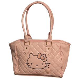 Hello Kitty Blush Quilted Zip Top Tote Bag Embroidered Hello Kitty New